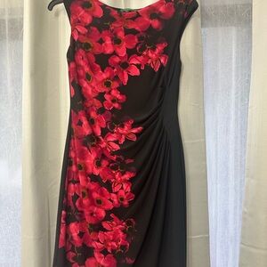 Ralph Lauren Asymmetrical Dress in Black with Pink Floral